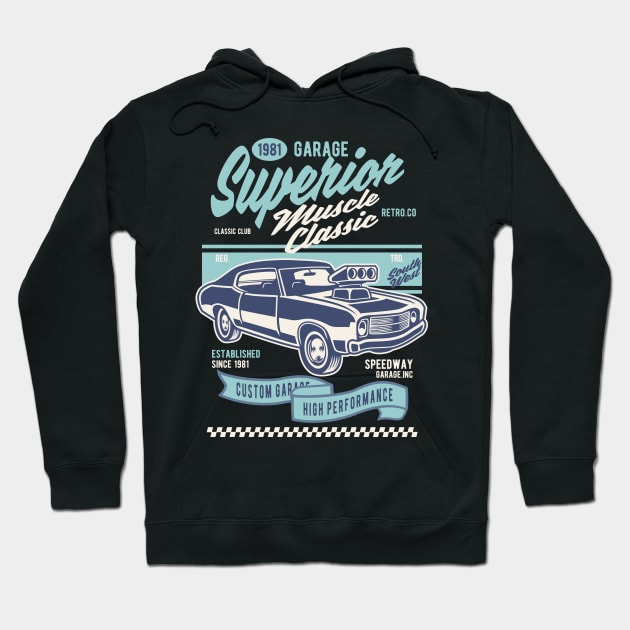 Retro Muscle Car Hoodie by LineXpressions